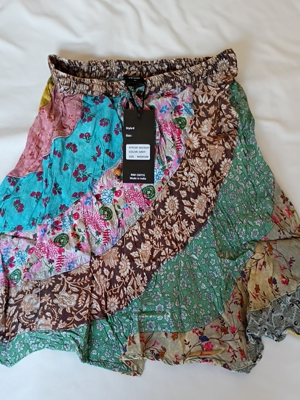 Young Threads Medium NWT Boho Patchwork Floral Skirt - Multi Color 009